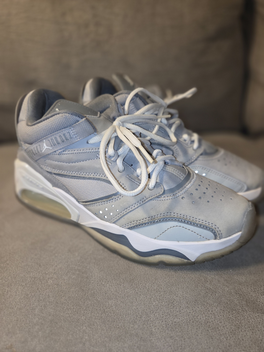 Jordan Men's Light Gray and White Athletic Sneakers